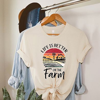 Life Is Better On The Farm Sunset Short Sleeve Graphic Tee