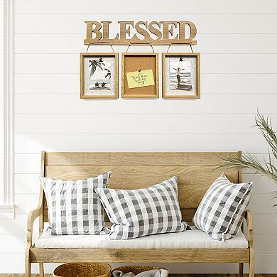 Hanging 2-Opening Blessed Picture Frame with Corkboard