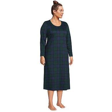 Plus Size Lands' End Long Sleeve Midcalf Nightgown