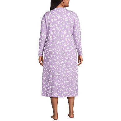 Plus Size Lands' End Long Sleeve Midcalf Nightgown