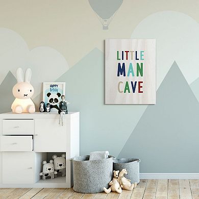 Boys Stupell Home Decor Little Man Cave Multi-Color Text Wood Grain Pattern Wall Art