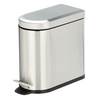 mDesign Small 1.3 Gallon D-Shape Metal Step Trash Can for Bathroom