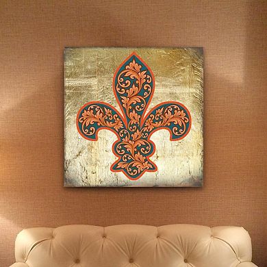 G.Debrekht Cross Fleur De Lis Wooden Gold Plated Wall Art by Museum Icon Celtic Décor