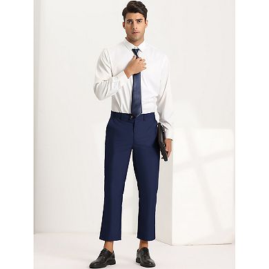 Men's Cropped Pants Slim Fit Flat Front Ankle-length Dress Pants