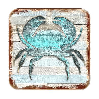 Crab Coastal Wooden Cork Coasters Gift Set of 4 by Nature Wonders