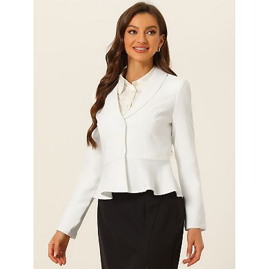 Women's Lapel Long Sleeve Ruffle Hem Work Office Short Blazer