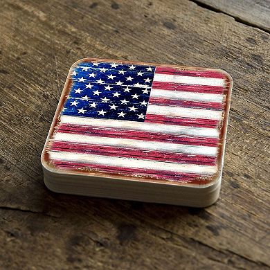 American Flag Wooden Cork Coasters Gift Set of 4 by Nature Wonders