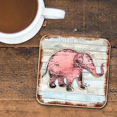 Elephant Wooden Cork Coasters Gift Set of 4 by Nature Wonders