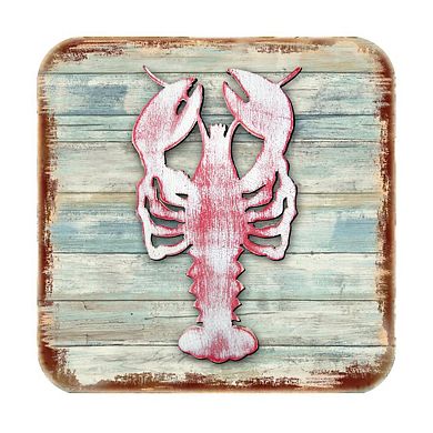 Lobster Coastal Wooden Cork Coasters Gift Set of 4 by Nature Wonders