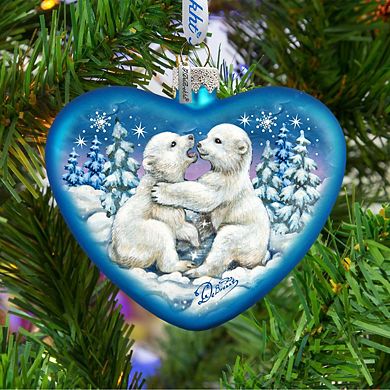 G.Debrekht Polar Cubs Glass Ornament by G. DeBrekht DecorWildlife Holiday Decor - 753-010