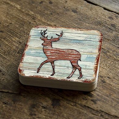 Deer Wooden Cork Coasters Gift Set of 4 by Nature Wonders