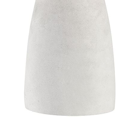 21" White Polished Concrete Body Table Lamp with Gray Tall Burlap Shade