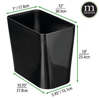 mDesign Small Plastic Rectangle Wastebasket Trashcan Container Waste Bin