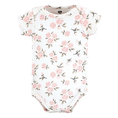 Hudson Baby Infant Girl Cotton Bodysuits, Cinnamon Pink Prints