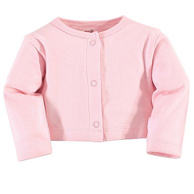 Touched by Nature Baby and Toddler Girl Organic Cotton Dress and Cardigan 2pc Set, Coral Garden