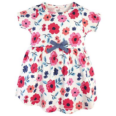 Touched by Nature Baby and Toddler Girl Organic Cotton Dress and Cardigan 2pc Set, Garden Floral