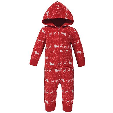 Hudson Baby Infant Fleece Jumpsuits, Coveralls, and Playsuits 2pk, Santas Sleigh