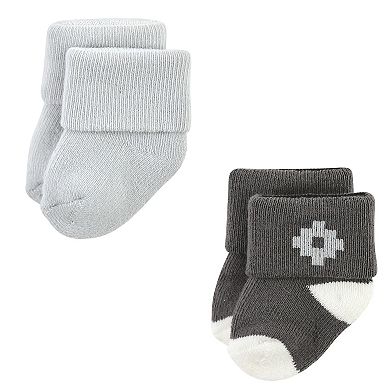 Hudson Baby Cotton Rich Newborn and Terry Socks, Gray Arrows 12-Pack