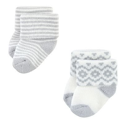 Hudson Baby Cotton Rich Newborn and Terry Socks, Gray Arrows 12-Pack