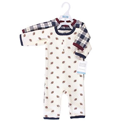 Hudson Baby Infant Boy Premium Quilted Coveralls 2pk, Football