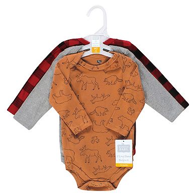 Hudson Baby Infant Boy Cotton Long-Sleeve Bodysuits, Into The Woods Prints 3-Pack