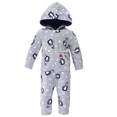 Hudson Baby Infant Boy Fleece Jumpsuits, Coveralls, and Playsuits 2pk, Blue Penguin