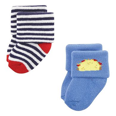 Hudson Baby Infant Boy Cotton Rich Newborn and Terry Socks, Snacks