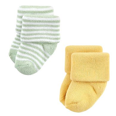 Hudson Baby Infant Boys Cotton Rich Newborn and Terry Socks, Soft Earth Tone Stripes