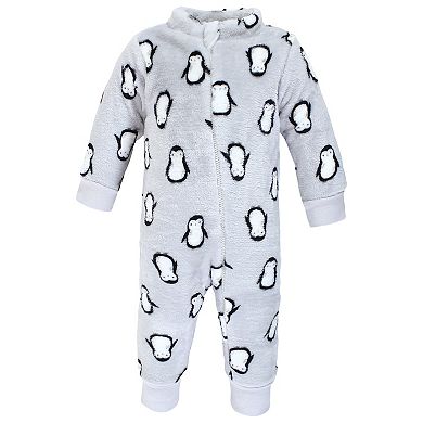 Hudson Baby Infant Boy Plush Jumpsuits, Gray Penguin