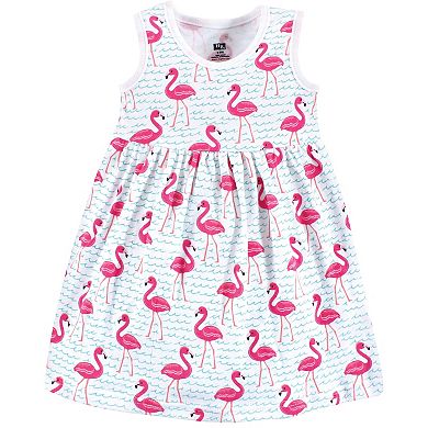 Hudson Baby Infant Girl Cotton Dress, Cardigan and Shoe 3pc Set, Bright Flamingo