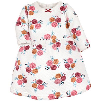 Hudson Baby Toddler Girl Quilted Cotton Dress and Leggings, Autumn Rose