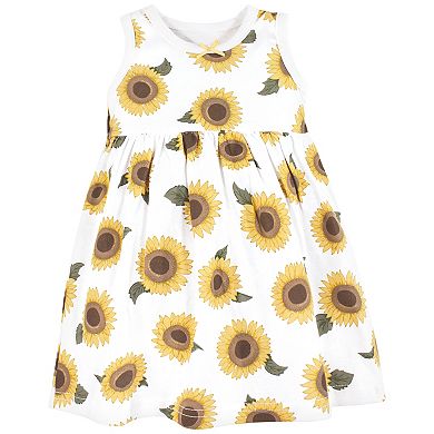 Hudson Baby Infant Girl Cotton Dress and Cardigan Set, Sunflower