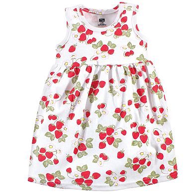 Hudson Baby Infant and Toddler Girl Cotton Dress and Cardigan 2pc Set, Strawberries
