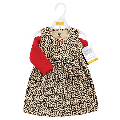Hudson Baby Infant Girl Quilted Cardigan and Dress, Leopard Red