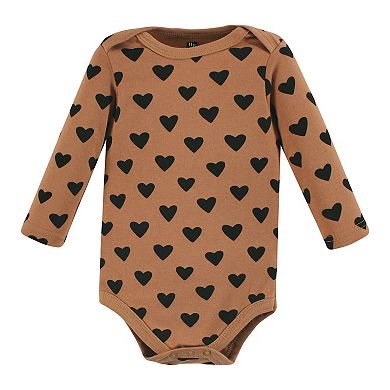 Hudson Baby Infant Girl Cotton Long-Sleeve Bodysuits, Cinnamon Pink Prints 7-Pack