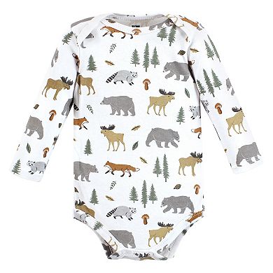 Hudson Baby Unisex Baby Cotton Long-Sleeve Bodysuits, Woodland Animals