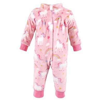 Hudson Baby Infant Girl Plush Jumpsuits, Celestial Unicorn