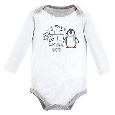 Hudson Baby Unisex Baby Cotton Long-Sleeve Bodysuits, Chill Out Penguin