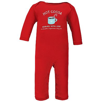 Hudson Baby Infant Girl Cotton Coveralls, Hot Cocoa