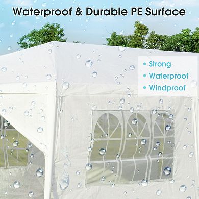 10 x 30 Feet Outdoor Canopy Tent with 6 Removable Sidewalls and 2 Doorways-White