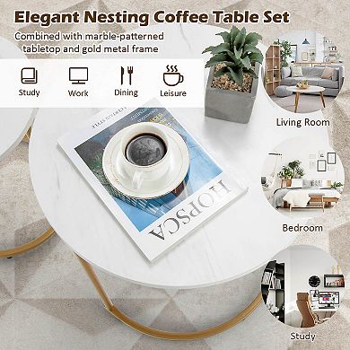 Modern Nesting Coffee Table Set of 2-White
