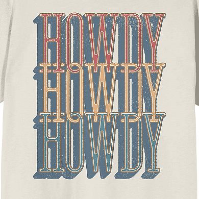 Juniors' Western Howdy Repeat Text Graphic Tee