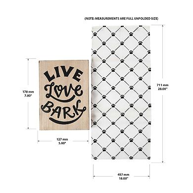 "Live Love Bark" Caption Box Table Top Decor & Tea Towel Set