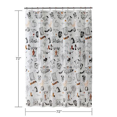 SKL Home Happy Halloween PEVA Shower Curtain and Hook Set