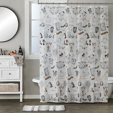 SKL Home Happy Halloween PEVA Shower Curtain and Hook Set