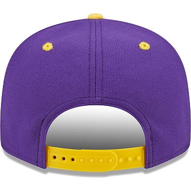 Men's New Era Purple/Gold Los Angeles Lakers Stacked Slant 2-Tone 9FIFTY Snapback Hat