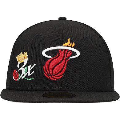 Men's New Era  Black Miami Heat Crown Champs 59FIFTY Fitted Hat