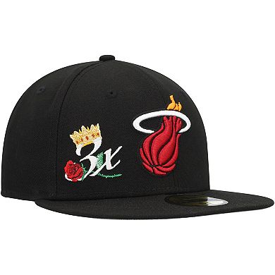 Men's New Era  Black Miami Heat Crown Champs 59FIFTY Fitted Hat