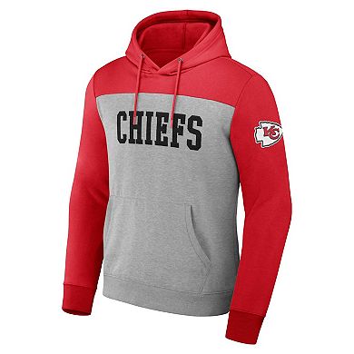 Men's NFL x Darius Rucker Collection by Fanatics Heather Gray Kansas City Chiefs Color Blocked Pullover Hoodie