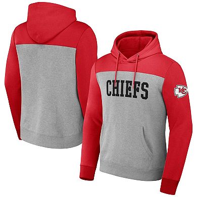 Men's NFL x Darius Rucker Collection by Fanatics Heather Gray Kansas City Chiefs Color Blocked Pullover Hoodie